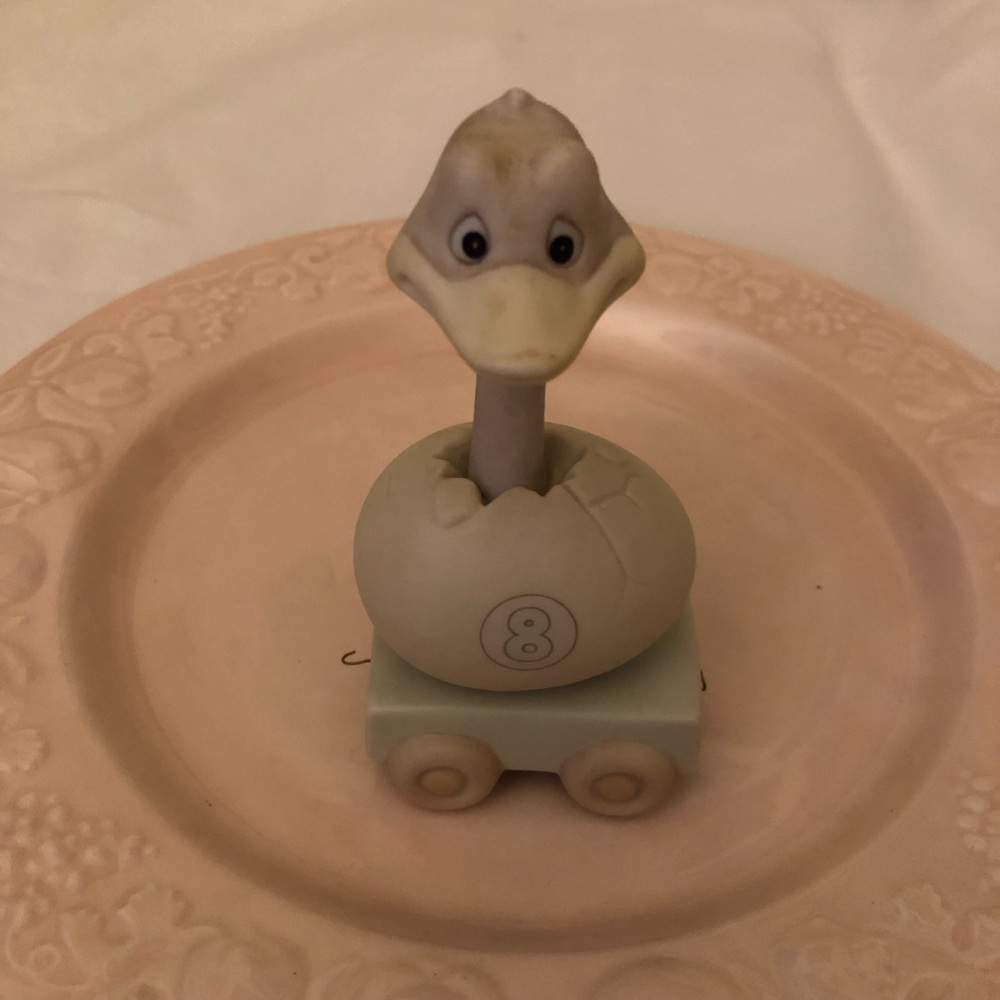 Enesco Precious Moments Pink, Blue and Cream Ostrich Ceramic Eighth Birthday
